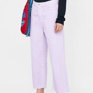ZARA purple frayed ankle jeans